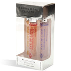 Coffret 3 parfums aux pheromones pour femme dans son etui transparent montrant les trois roll-on 10 ml Morning Glow One Love After Dark Eye Of Love.