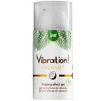 Flacon airless Vibration Coconut Intt du gel stimulant vegan saveur noix de coco a effet picotement vibrant pour les preliminaires, format 15 ml.