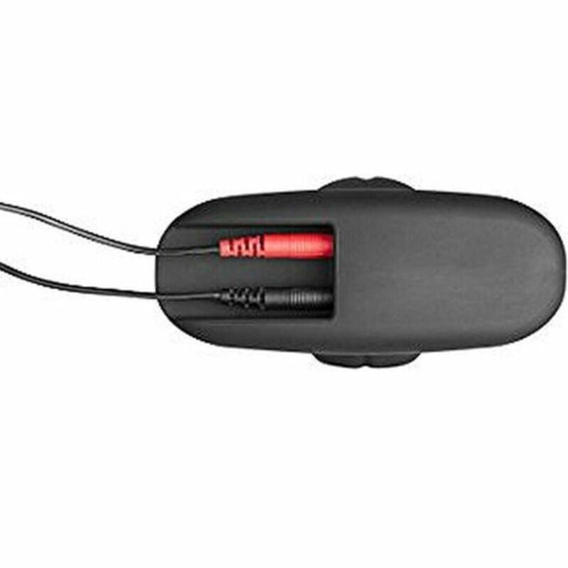 Vue eclatee du plug anal ElectraStim montrant le noyau acier interne et le cablage rouge et noir, mecanisme conducteur du plug e-stim a cable cache pour jeu assis.