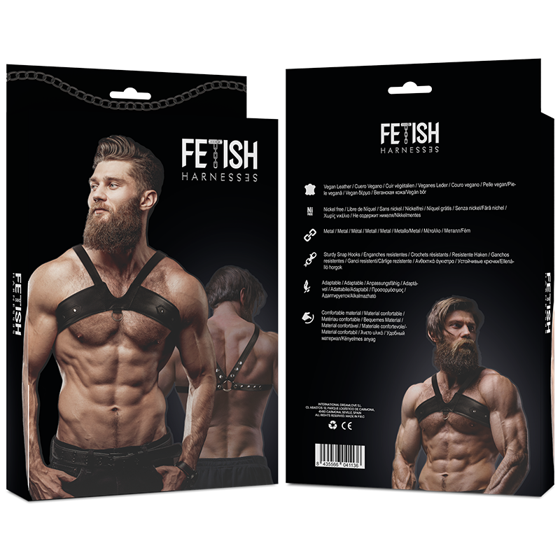 fetish submissive attitude harnais poitrine en cuir ecologique brigade pour hommes