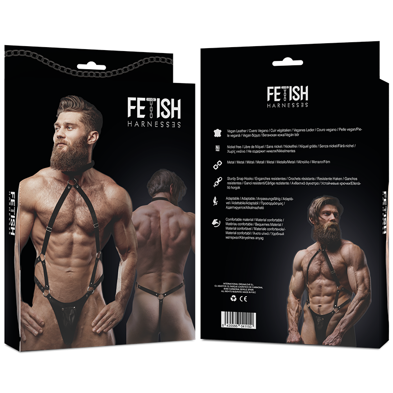 Harnais corps homme jockstrap cuir vegan — détail produit