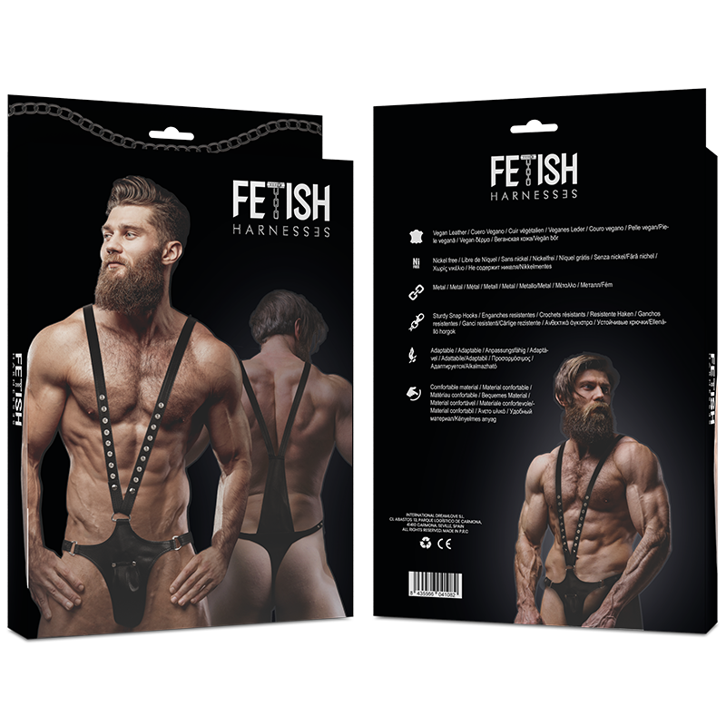 Harnais homme en cuir vegan forme en V — détail produit