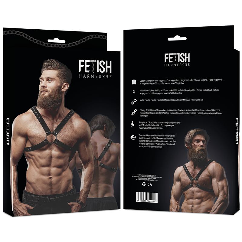 Harnais homme cuir vegan poitrine croisée — détail produit