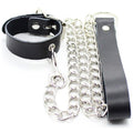 Collier pénis et bracelet en cuir avec chaîne métallique — vue principale