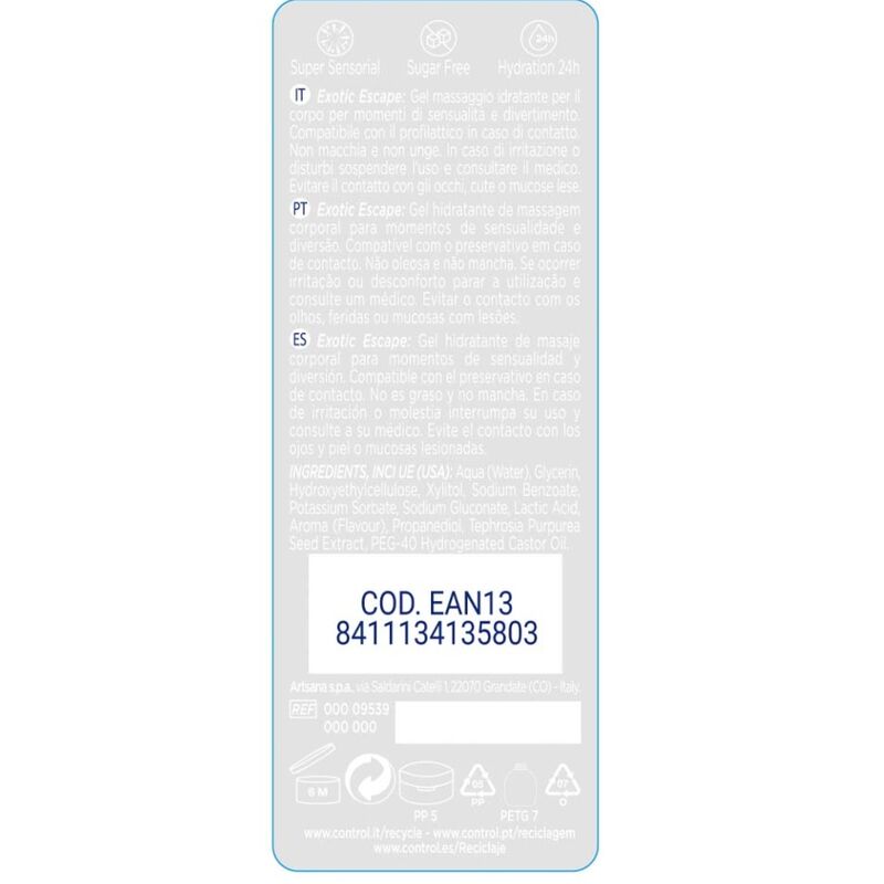 Gel de massage 2 en 1 Control 200 ml — détail produit