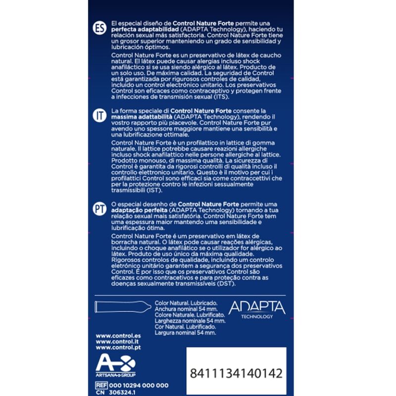 Préservatifs Control Forte latex naturel 12 unités — détail produit