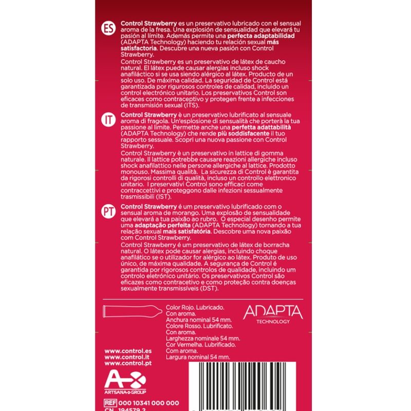 Préservatifs aromatisés fraise Control Adapta — détail produit