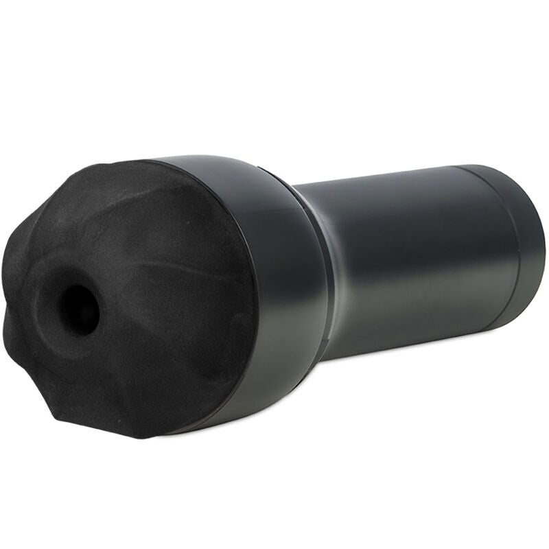 Masturbateur transparent fume Kiiroo vu de face, orifice noir lisse non anatomique sur coque arrondie ; jouet masculin a canal texture compatible module d'aspiration.