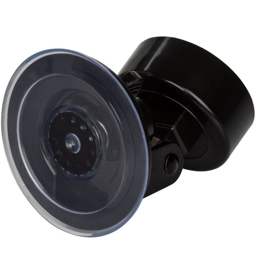 Base d'aspiration PRIVATE pour masturbateur, ventouse transparente avec disque antiderapant et fixation noire pivotante vue de cote, accessoire mains libres.