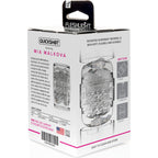 Masturbateur Mia : plaisir compact et transparent — détail texture surface