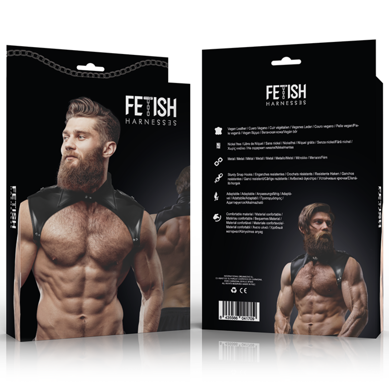 Harnais de torse réglable en cuir synthétique pour homme — détail produit