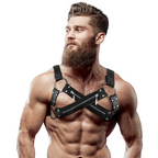 Harnais de poitrine croisé cuir synthétique réglable homme — vue principale