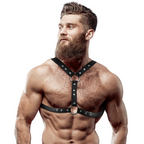 Harnais de poitrine homme éco-cuir double support à clous — vue principale