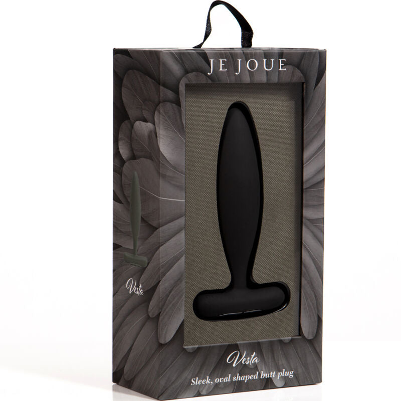 Plug anal vibrant en silicone Vesta noir — vue de profil