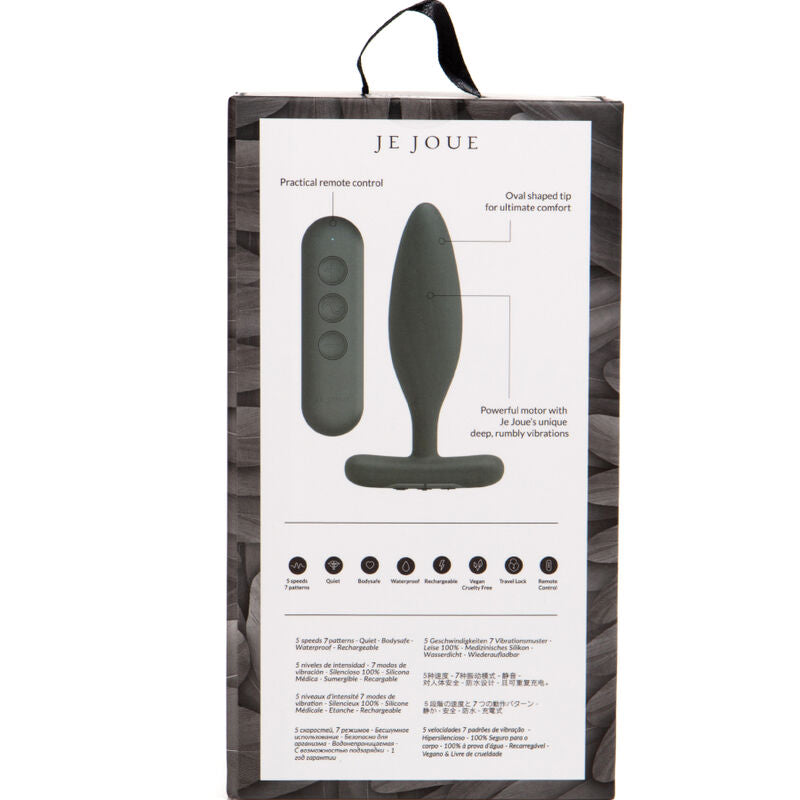 Plug anal vibrant en silicone Vesta noir — détail texture surface