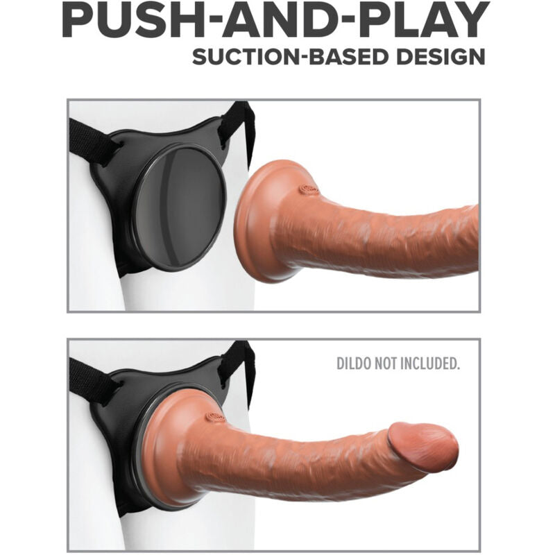 Illustration du système Push-and-Play : deux godes à ventouse fixés sur la plaque du harnais