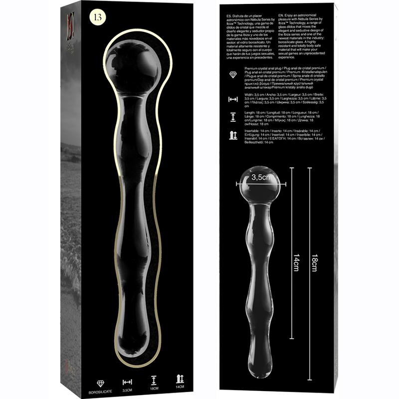 nebula series by ibiza modele 13 gode en verre borosilicate clair 18 cm o 3 5 cm