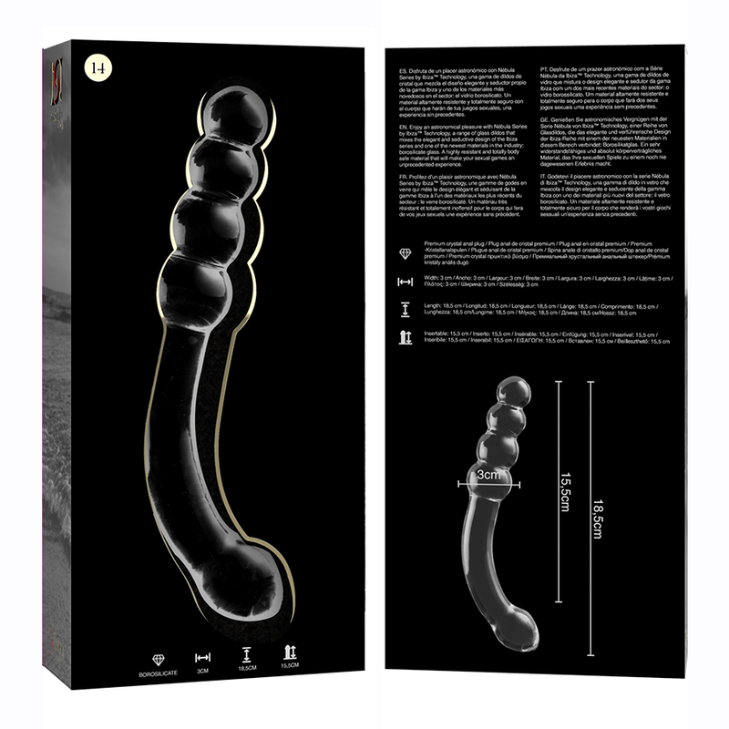 nebula series by ibiza modele 14 gode en verre borosilicate clair 18 5 cm o 3 cm