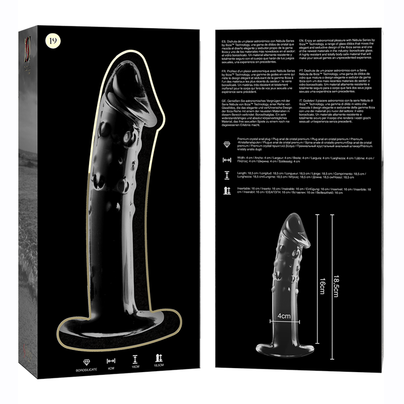 nebula series by ibiza modele 19 gode en verre borosilicate clair 18 5 cm o 4 cm