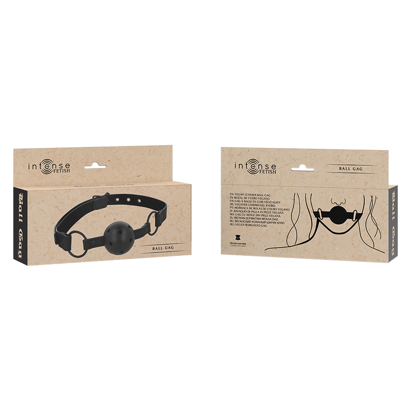 Bâillon-balle en cuir vegan — détail texture surface