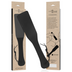 Emballage et paddle Pleasure Paddle Intense Fetish en cuir vegetalien noir, longue palette plate et lanniere poignet ; accessoire BDSM de 32,5 cm pour debuter la discipline