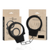 Menottes en métal Intense Fetish avec leur boite kraft Metal Handcuffs, anneaux d'acier reliés par chaine. Verrouillage à clé robuste pour la restriction.