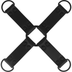 Attache multiple Hog Tie Intense en cuir synthétique noir, sangles cloutées en croix avec anneaux en D. Système pour entraver simultanément mains et pieds.