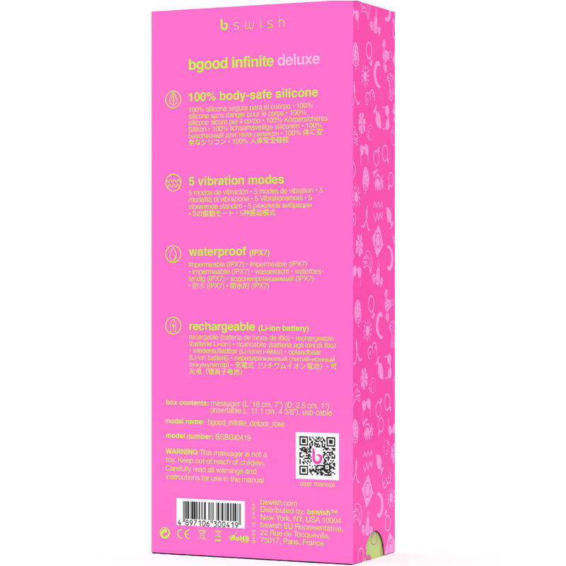 b swish vibrateur rechargeable b swish bgood infinite deluxe silicone rose