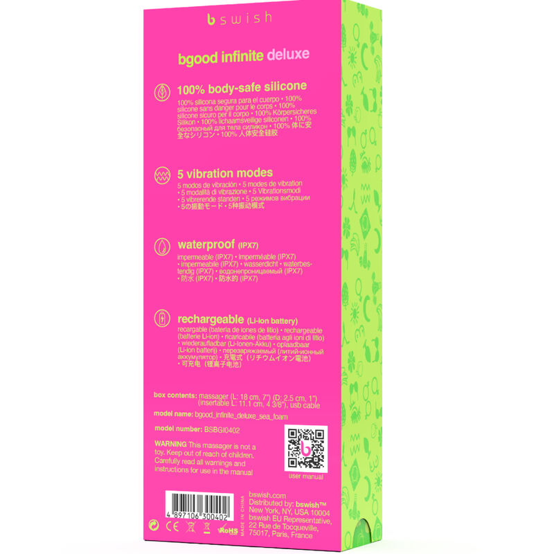 Vibrateur rechargeable b swish - bgood infinite deluxe silicone bleu