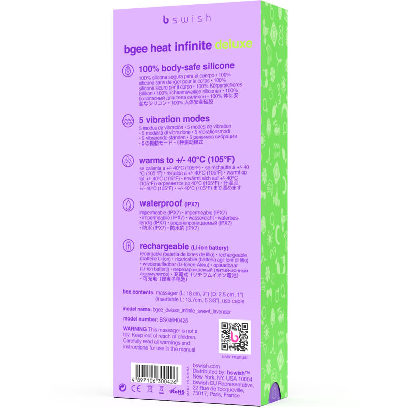 Vibromasseur point G chauffant lavande Bgee Heat — détail texture surface