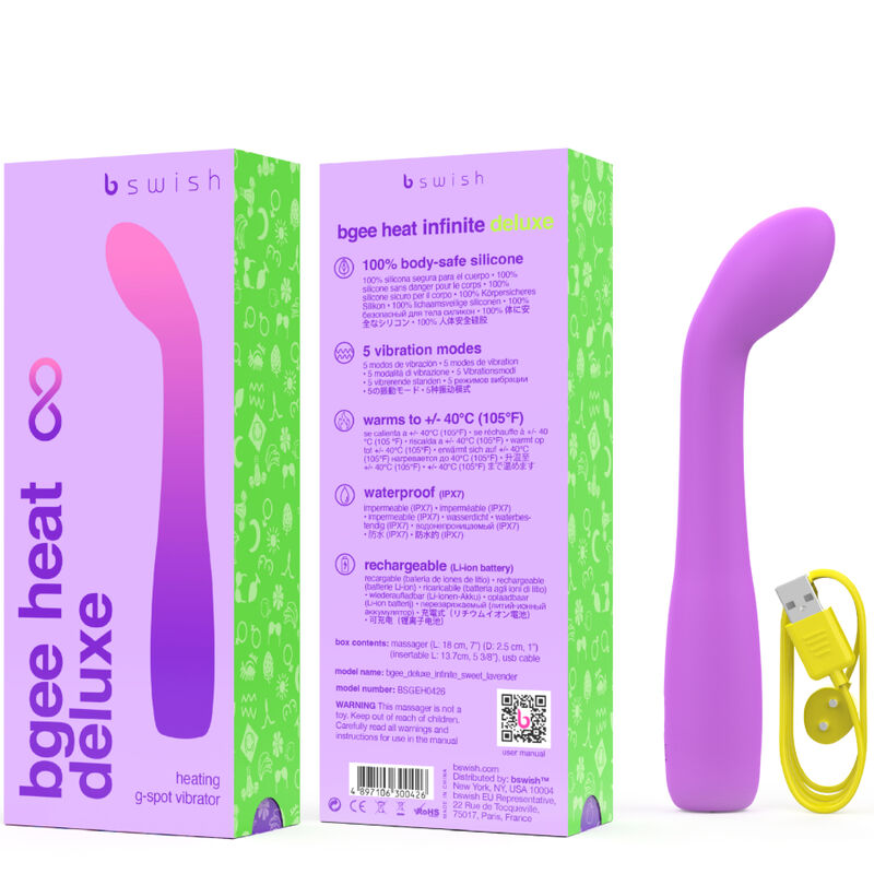 Vibromasseur point G chauffant lavande Bgee Heat — vue de profil
