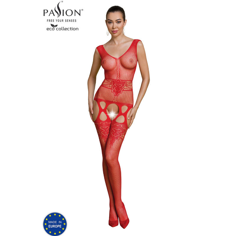 Bodystocking Éco Collection Noir Blanc Rouge — vue rapprochée