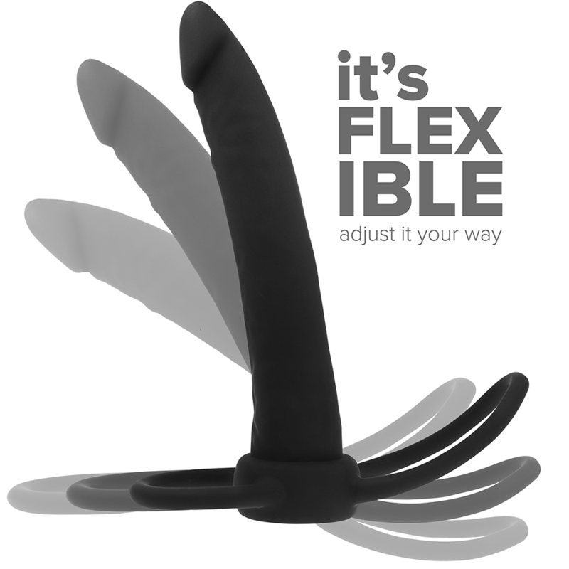 Gode anal Cobi Onyx silicone avec anneaux pénis et testicule — vue de dos