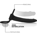 Gode anal Cobi Onyx silicone avec anneaux pénis et testicule — vue de profil