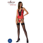 Corset Peonia ligne érotique rouge dentelle tulle — détail produit
