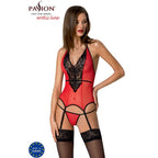 Corset Peonia ligne érotique rouge dentelle tulle — vue principale