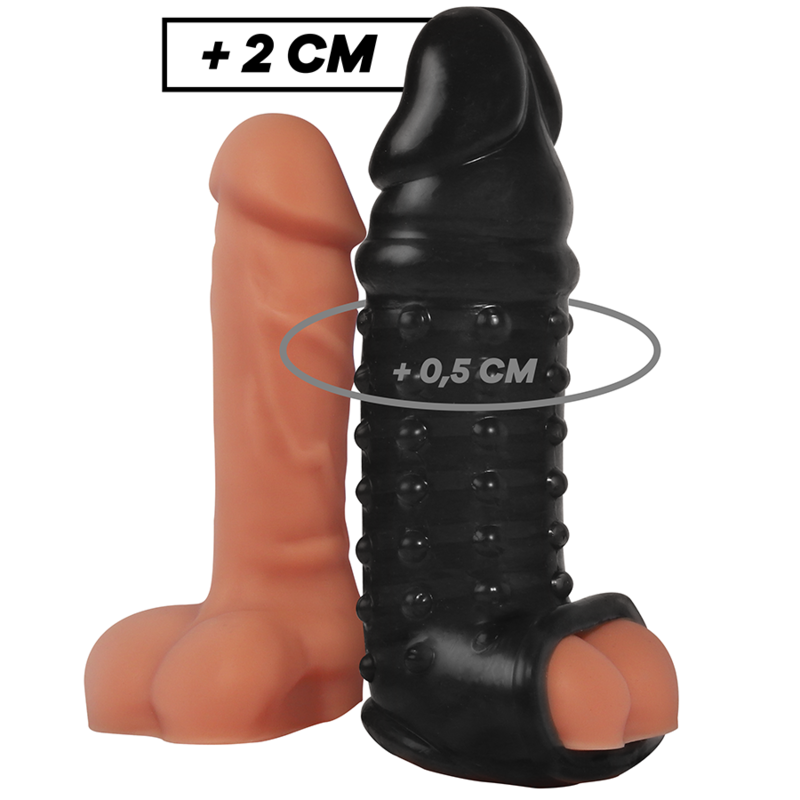 Gaine d'extension pénienne noire avec sangle testiculaire — vue principale