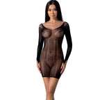 Bodystocking résille noir taille unique — vue principale