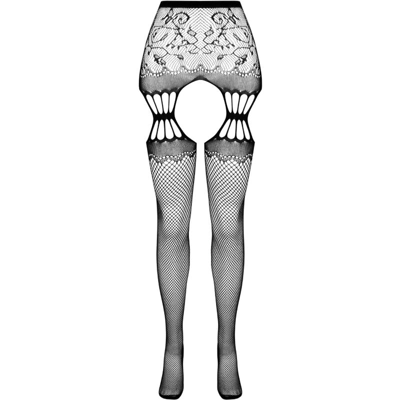 Collant noir avec jarretière Passion S027 taille unique — détail texture surface