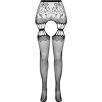 Collant noir avec jarretière Passion S027 taille unique — détail texture surface