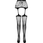 Collant noir ouvert avec jarretière taille unique — détail texture surface