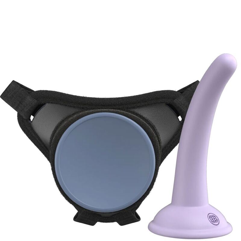 Harnais body dock avec gode silicone platine — détail produit