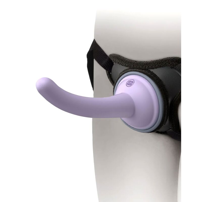 Harnais body dock avec gode silicone platine — vue principale