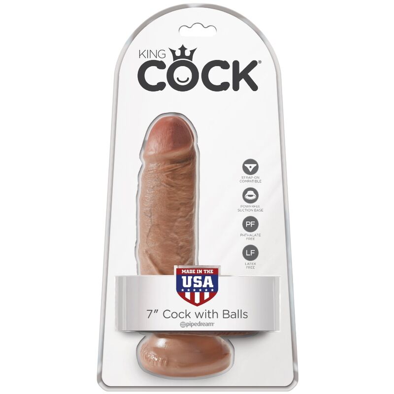 Gode réaliste avec testicules et ventouse King Cock — détail texture surface