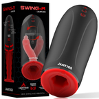Masturbateur Swing-R JAMYJOB à côté de son emballage, mention chauffant et swing tech