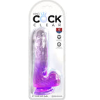 king cock clear penis realiste avec boules 13 5 cm violet