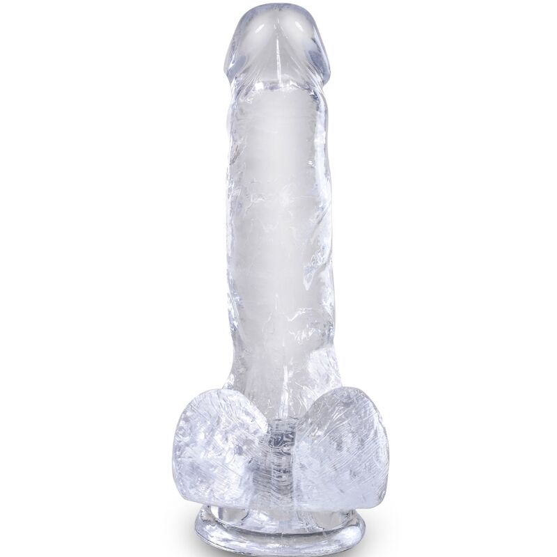 king cock clear penis realiste avec boules 13 5 cm transparent