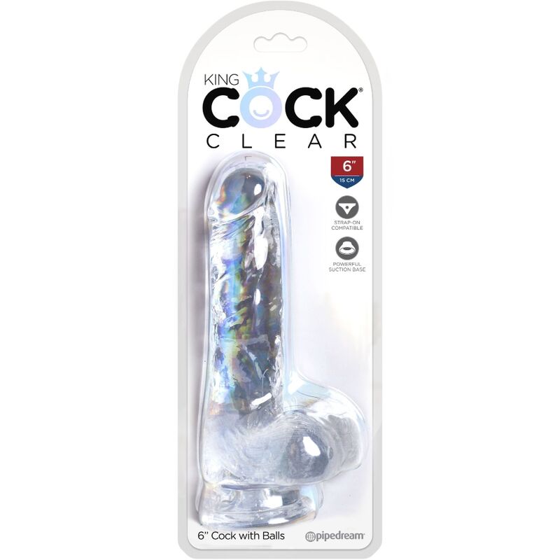 king cock clear penis realiste avec boules 13 5 cm transparent