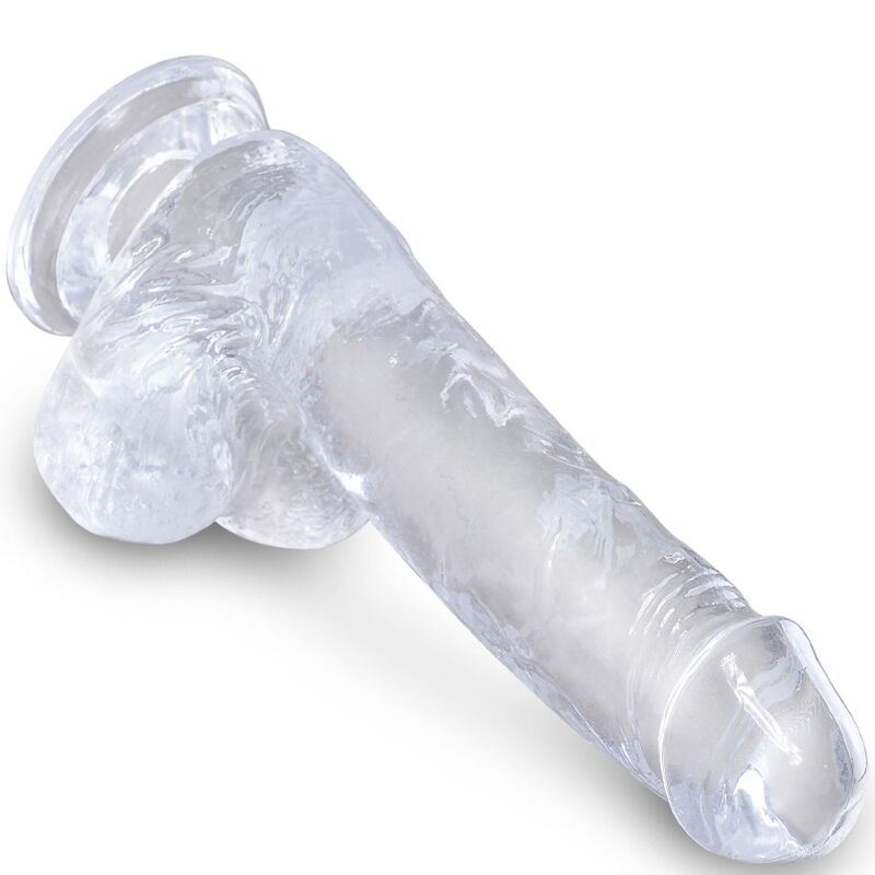 king cock clear penis realiste avec boules 13 5 cm transparent