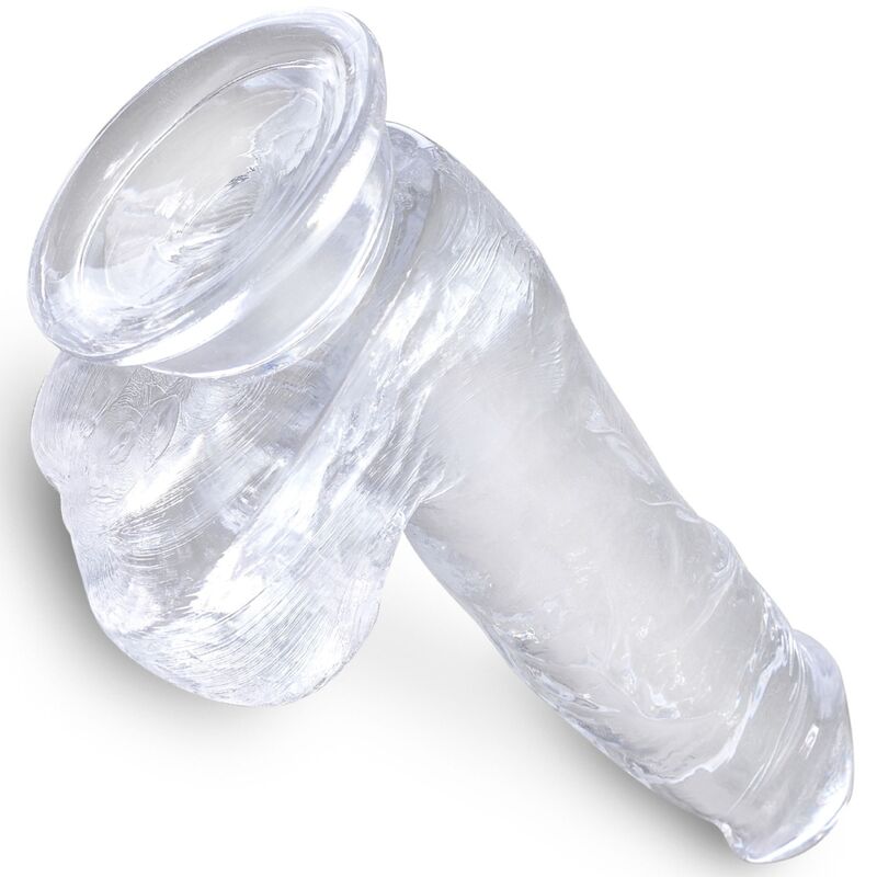 king cock clear penis realiste avec boules 13 5 cm transparent